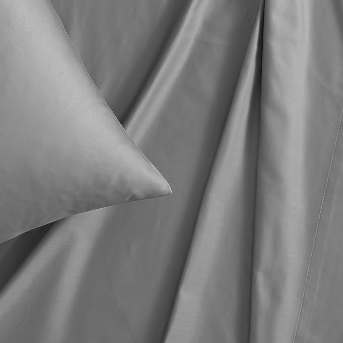 Vera Wang - King Sheet Set, Luxury Sateen Cotton Bedding, 800 Thread Count, Soft & Smooth Room Essentials (Steel Grey, King)