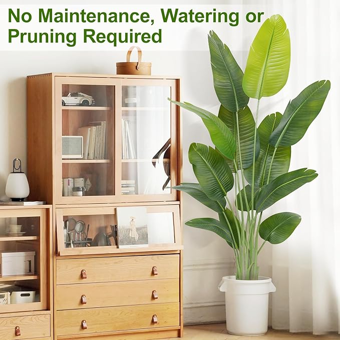 Lifelike Bird of Paradise Artificial Plant,6ft Faux Banana Leaf Tree with 13 Trunks - Perfect Indoor Silk Floor Plant for Home Decor in Living Room, Office, and Bedroom 1Pack