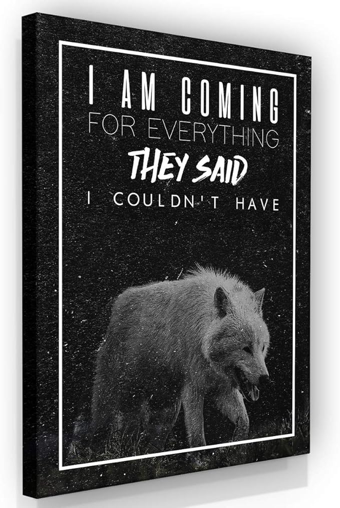 SuccessHunters Motivational Wolf Canvas Print House Office Decor Modern Art Home Inspiration Decoration Motivation Inspirational Entrepreneur Pop Culture (48" x 36")