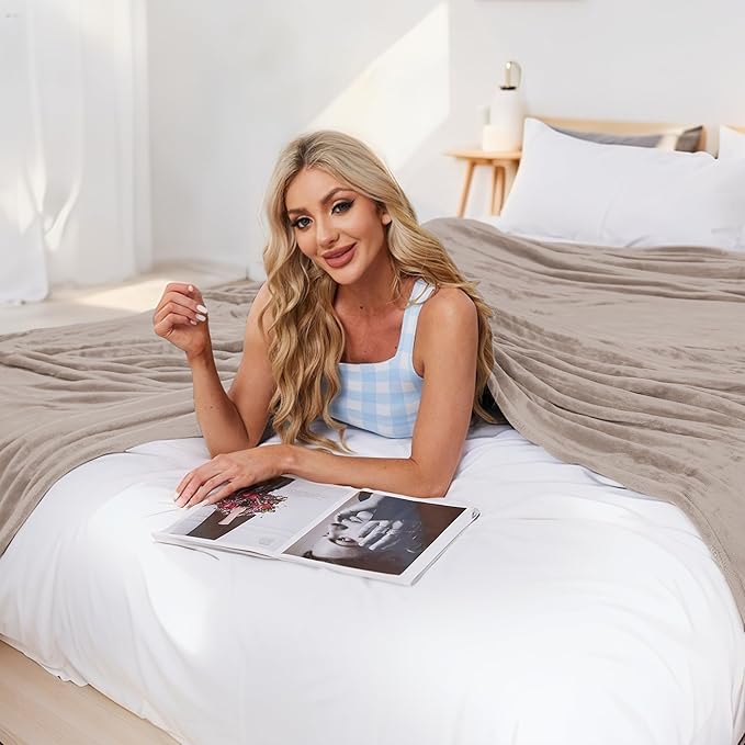 Electric Heated Blanket Microplush Cover Blanket, Full Size 72"x84" with 4 Heat Settings & 10 Hours Auto Off, Cozy & Warm for All Night, Machine Washable, Linen