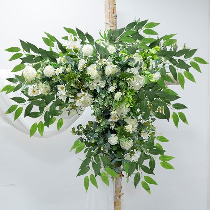 Artificial Italian Ruscus Greenery Stems, Faux Green Leaf Garland Branches Hanging Greenery Spray for Wedding Bouquet Arch Table Centerpiece Home Decor (Green-10 Pack)