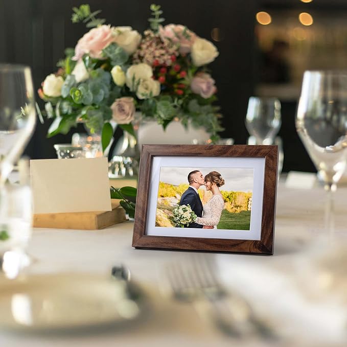 Giftgarden Brown 4x6 Picture Frame Set of 4, 5x7 Frame Matted to 4x6 Photo Rustic Walnut Frames with Mat for Wall or Tabletop Display