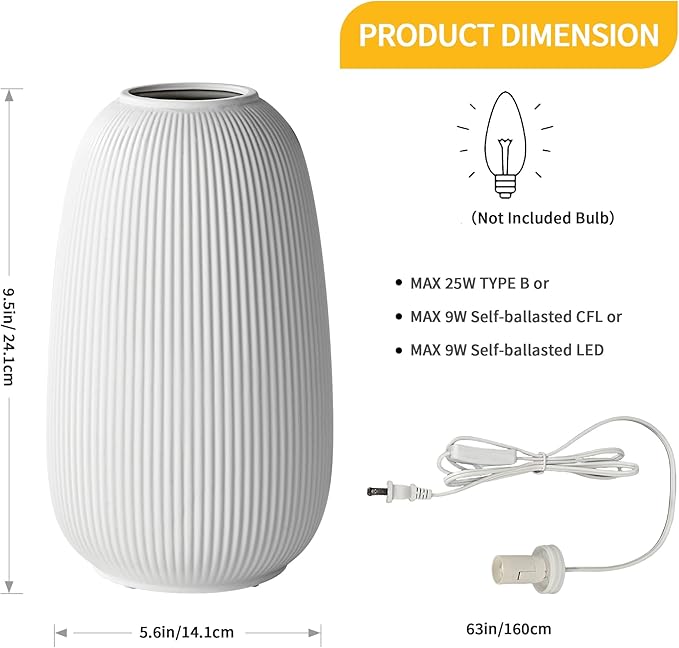 RONDURE 9.5" Modern Ceramic Table Lamp, Modern Bedside Lamps for Bedroom, Living Room and Nightstand, White Translucent Ceramic Shade, Warm Ambient Lighting, Home Decor