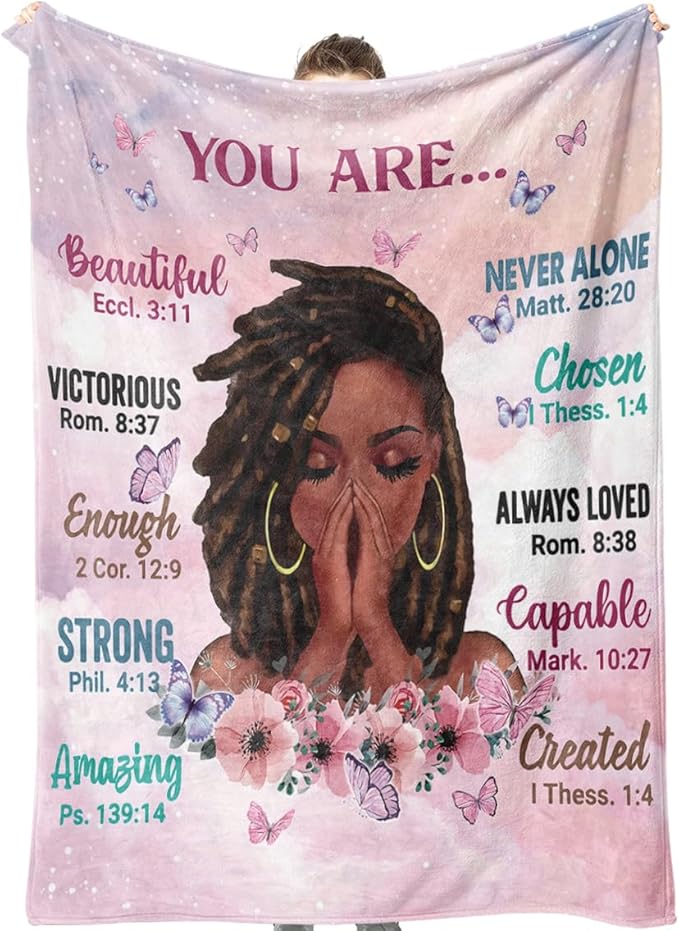 Throw Blanket, Soft Fleece Blanket with Inspirational Positive Thoughts and Quotes for Bedroom, Ideal as a Gift for Girls and Women 50x60 Inch