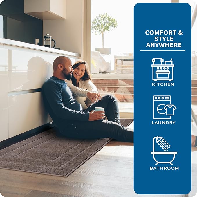 PURRUGS Machine Washable Kitchen Rug 24" x 59", Non-Slip/Skid Hallway Runner Rug, Super Absorbent Soft Area Rug for Kitchen, Hallway & Laundry, Grayish Brown