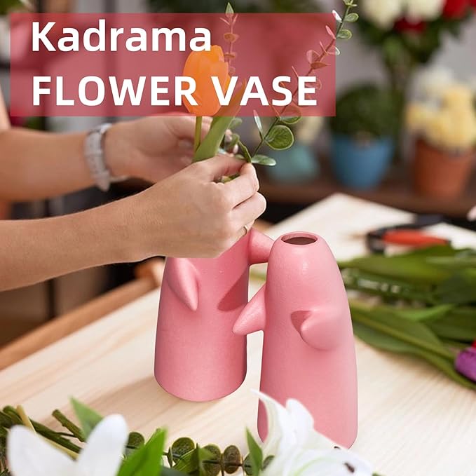 2 Pack Flower Vases for Bouquet, Pink Small Ceramic Vases for for Centerpieces Home Decor Accents Terracotta Vase for Table Entryway Bookshelf Living Room