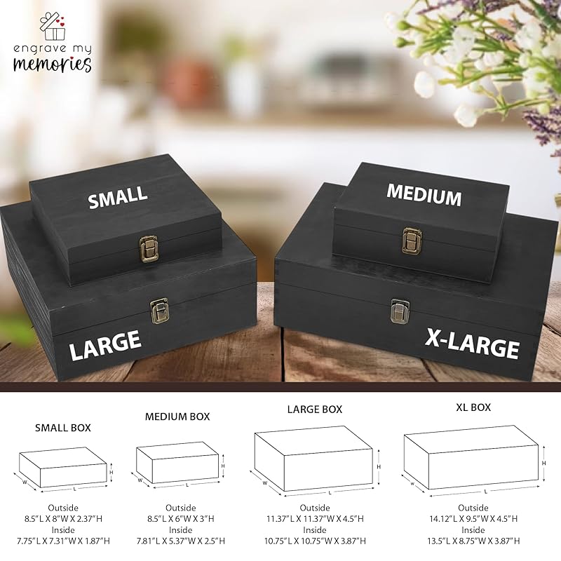 Personalized Birth Flower Memory Box Custom Engraved Wooden Keepsake Chest with Floral Design - Storage Boxes for Jewelry Photos Memento Keepsakes Customized Gifts for Women Birthday Mother's Day