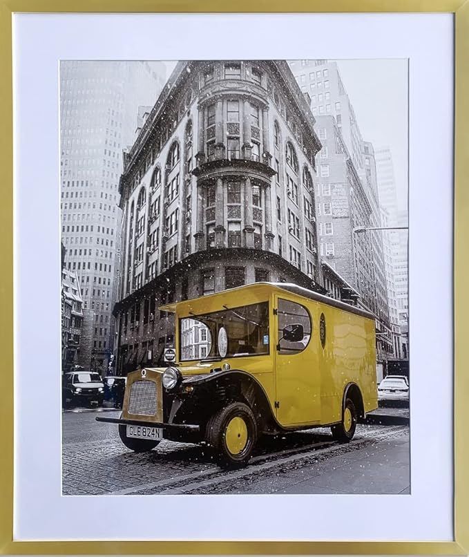 Art Emotion Gold Picture Frame Set - 20x24 Frame with Mat for 16x20 Picture or 20x24 Without Mat, Versatile Horizontal and Vertical Display for Wall - Pack of 4.