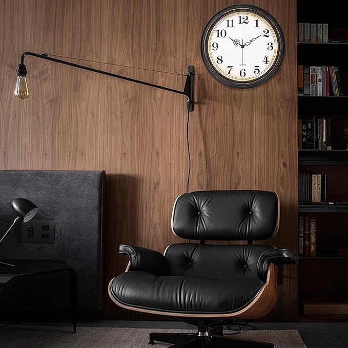 Large Wall Clock 16 Inch Silent Non-Ticking Vintage Wall Clocks Battery Operated for Living Room Office School (Bronze)