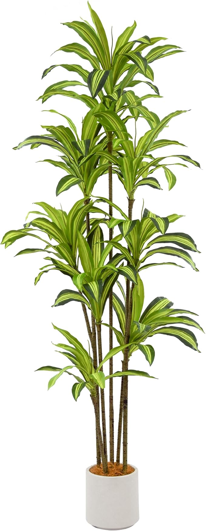 Faux Dracaena Tree 7ft(84in) Artificial Plant with Realistic Leaves and Trunks,Fake Floor Potted Tall Artificial Trees for Home Office Decor Indoor (7Feet,1Pack)