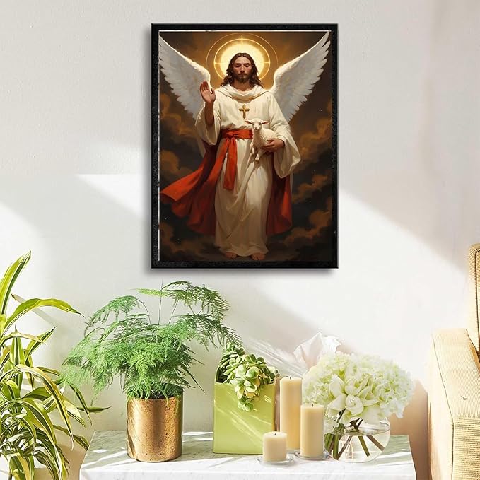 Christian Wall Art Print, Religious Scripture Biblical Decor, Faith-Based Inspirational Landscape with Cross, Digital Printed Canvas Poster for Church, Home Chapel, Prayer Room Decor