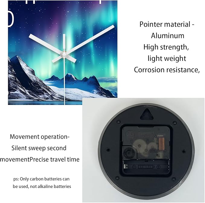 XNM Extra Large Wall Clocks for Living Room Decor 24 Inch Glass Teal Analog Clock Battery Operated Silent Wall Clock Modern