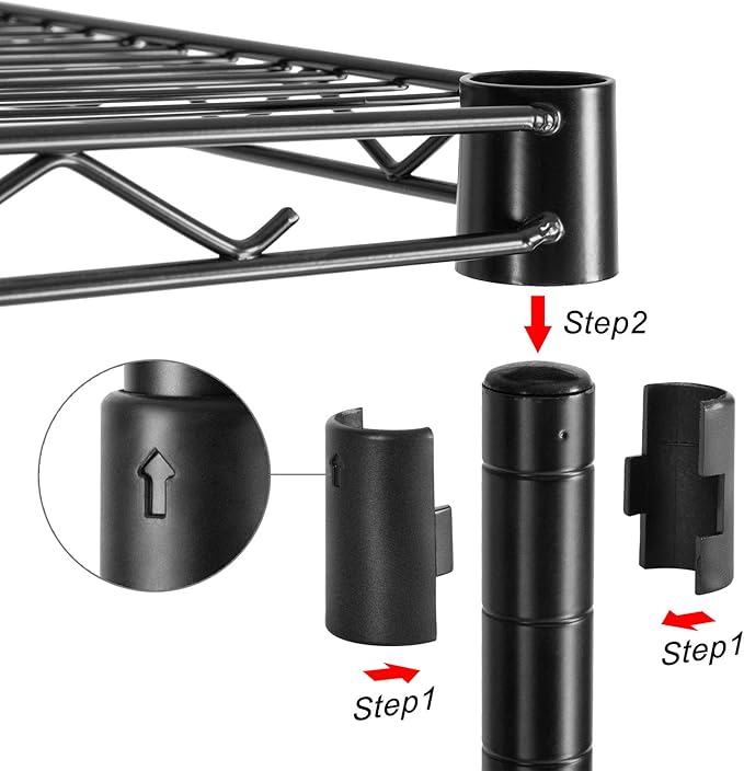 HollyHOME 4 Shelves Adjustable Steel Wire Shelving Rack, Metal Heavy Duty Storage Shelf, Bathroom Storage Tower Kitchen Shelving, 6060CM