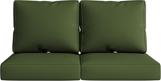 UIXE 24.5" Deep Seat Outdoor Cushion Set with Back Pads, Patio Furniture Cushions, Sectional Sofa Bistro Chair Cushion - Green, Set of 2