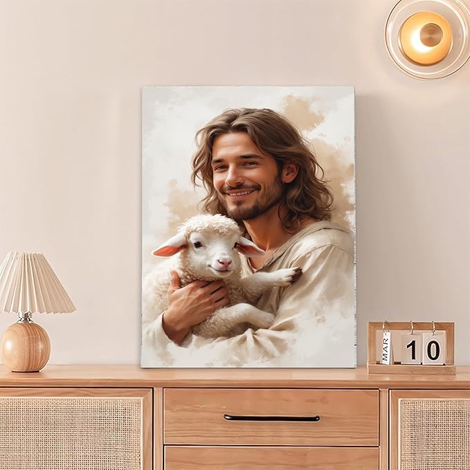 Christian Wall Art Print, Religious Scripture Biblical Decor, Faith-Based Inspirational Landscape with Cross, Digital Printed Canvas Poster for Church, Home Chapel, Prayer Room Decor