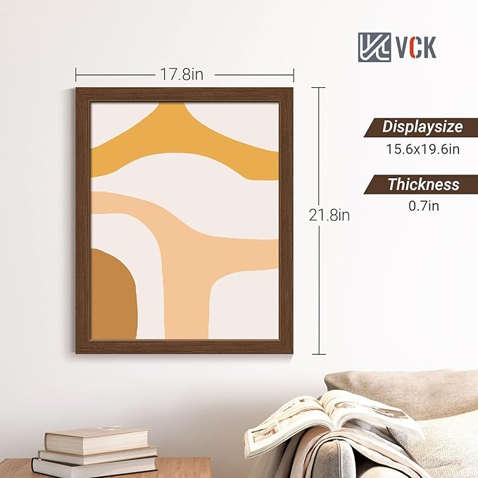 VCK 16x20 Picture Frame Set of 4 - Brown, Gallery-Quality Wood Poster Frames, 1.1-Inch Wide Border, Polished Plexiglass, Vertical or Horizontal Wall Display for Photo/Art/Prints, Brown