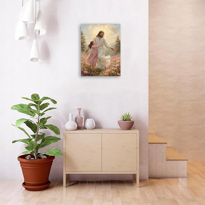 Christian Wall Art Print, Religious Scripture Biblical Decor, Faith-Based Inspirational Landscape with Cross, Digital Printed Canvas Poster for Church, Home Chapel, Prayer Room Decor