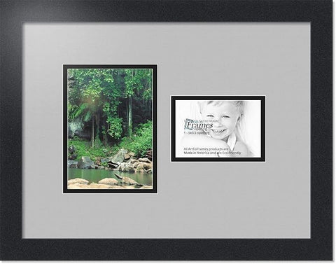 ArtToFrames Collage Photo Frame Double Mat with 1 - 3.5x5^ 5x7 Openings and Satin Black Frame