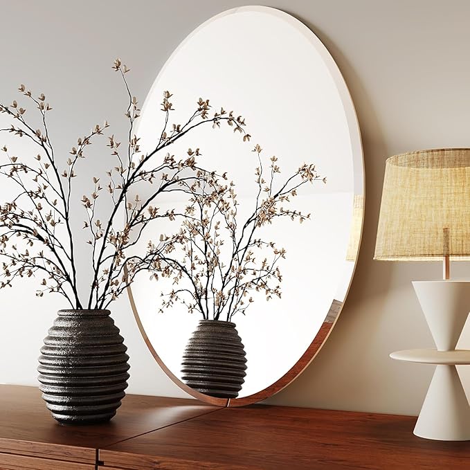 KOHROS Bathroom Mirrors for Over Sink - Oval Frameless Mirror - Beveled Polished Wall Mirror for Bathroom, Vanity, Bedroom (18" W x 24" H Oval)