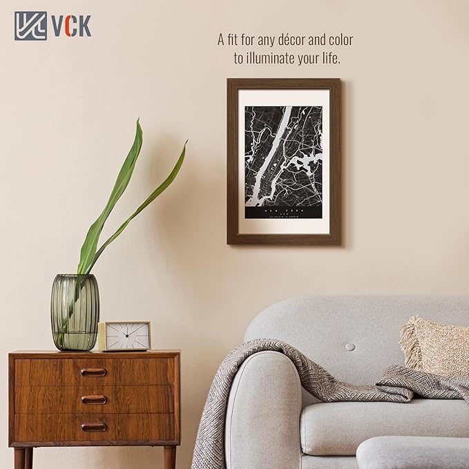 VCK 11x17 Picture Frame 5 Pack, Brown Wood Poster Frame with Exclusive Wood Grain, Wall Hanging