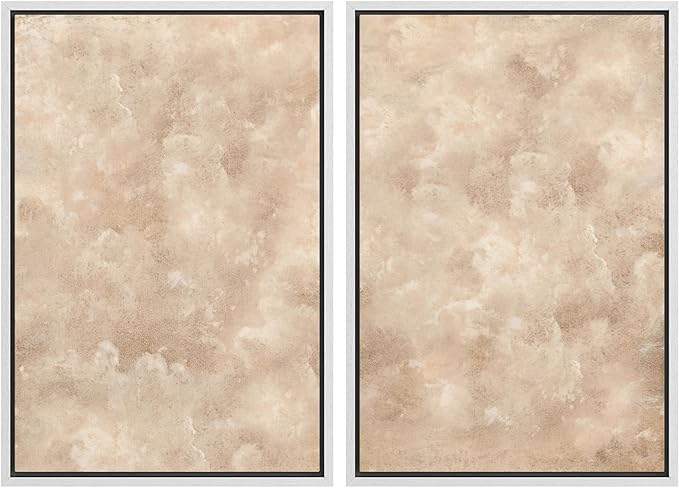 MUDECOR Framed Canvas Print Wall Art Neutral Abstract Minimalist Beige and Cream Tones Illustrations Modern Art Decorative Bohemian Colorful Chic for Living Room, Bedroom, Office - 16"x24"x2 White