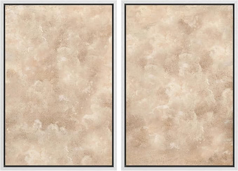 MUDECOR Framed Canvas Print Wall Art Neutral Abstract Minimalist Beige and Cream Tones Illustrations Modern Art Decorative Bohemian Colorful Chic for Living Room, Bedroom, Office - 16"x24"x2 White