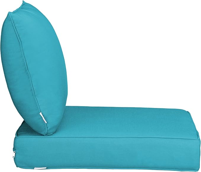 UIXE Outdoor Deep Seat Cushion Set with Slipcovers, Patio Furniture Cushions & Back Pillow, Water-Resistant Outdoor Cushion Slipcovers Backyard Sectional Sofa Cushions for Bistro Chair - Teal Blue