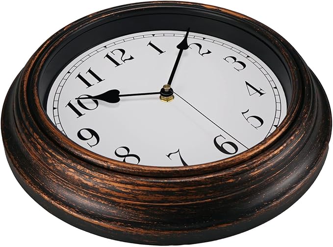 Retro Wall Clock, 12'' Vintage Silent Non Ticking Classic Clocks, Easy to Read, Quality Quartz Clock Battery Operated, Decorative Bedroom, Kitchen, Office