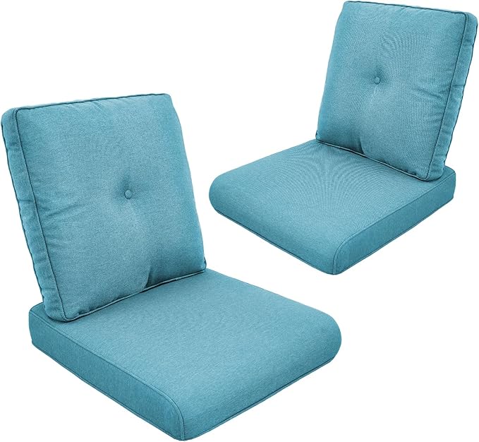 Outdoor Chair Cushions-Patio Chair Cushions Set of 2 with Removable Cover 22 X 25 Inch Outdoor Cushions for Patio Furniture Chair Sofa Couch-Light Blue