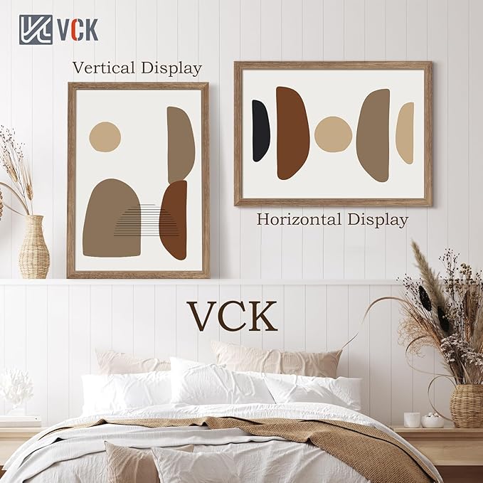 VCK 20x28 Picture Frame 5 Pack - Brown Walnut, Natural Textured Solid Wood Picture Poster Frame, Wall Gallery Frame