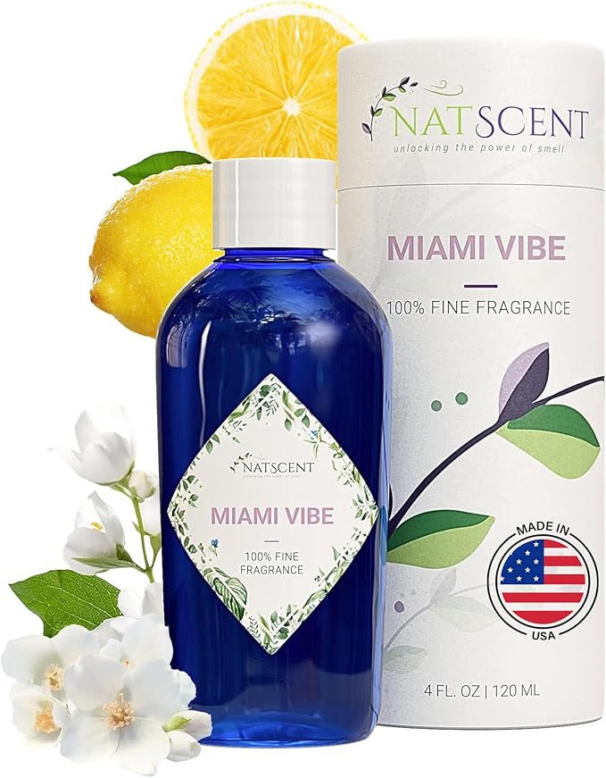 Miami Vibe Essential Oils for Diffusers for Home, Nature-derived Essential Oils, Long-Lasting & Family-Friendly Diffuser Oils Scents, IFRA Certified, Cold Air & Ultrasonic - 4 oz