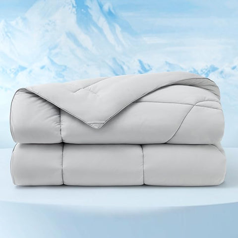 Bedsure Cooling Comforter Oversize King - Cooling Blankets for Hot Sleepers, Lightweight Comforter for Summer with Dual-Sided Cool Tech, Soft Breathable Cold Blanket for Sleeping, Grey, 102x96 Inches