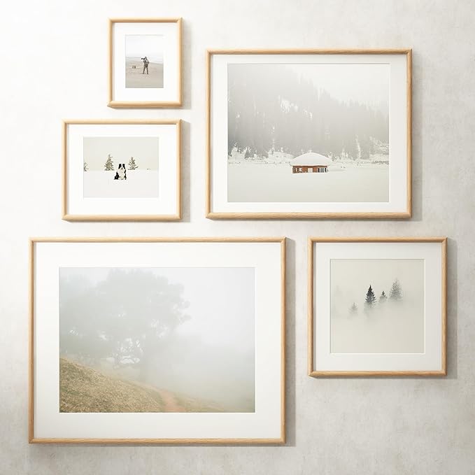 11x14 Picture Frame with 8x10 Mat, USA-Sourced Natural Oak Wood Photo Collage Frame with HD Tempered Glass, Double Mortise and Tenon Strips, Wall Display Horizontally and Vertically, 1 Pack