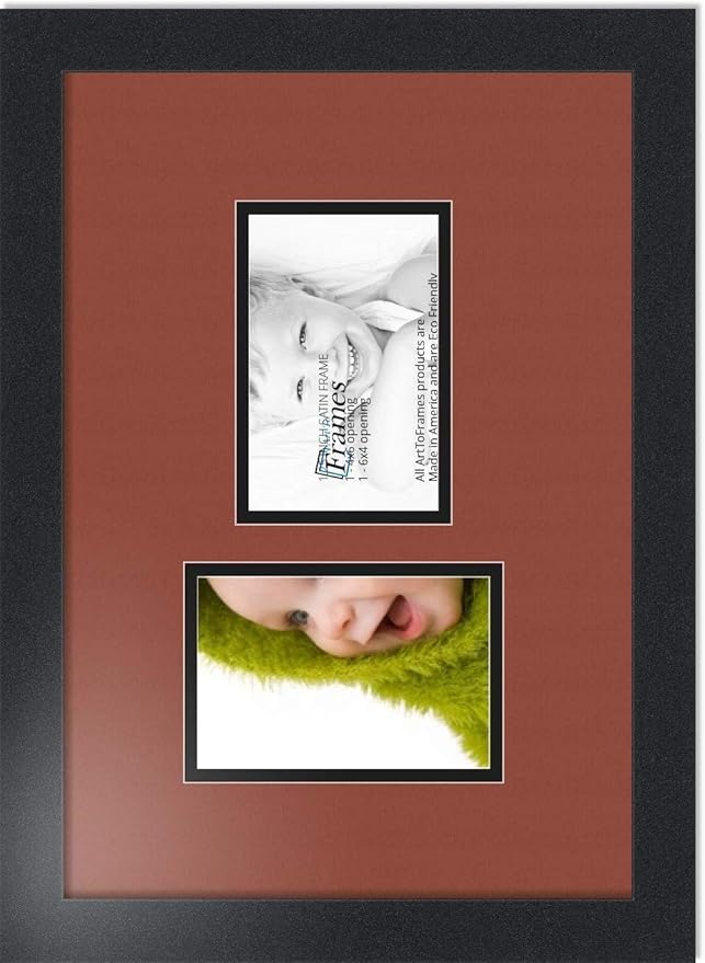 ArtToFrames Collage Photo Frame Double Mat with 2 - 4x6 Openings and Satin Black Frame