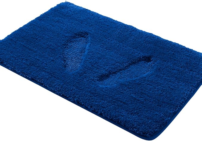 YHF Bathroom Rugs 17" X 24", Extra Thick & Soft Microfiber Shaggy, Machine Washable Bath Mats, Absorbent Bath Rugs, Non-Slip Rubber Backing Bath Mat for Bathroom Floor, Tub and Shower, Royal Blue