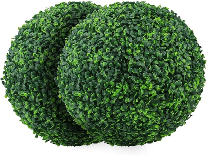 Sunnyglade 2 PCS 15.7 inch 4 Layers Artificial Plant Topiary Ball Faux Boxwood Decorative Balls for Backyard, Balcony,Garden, Wedding and Home Décor (15.7 inch)