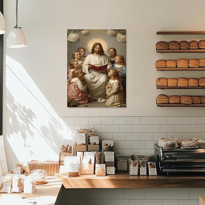Christian Wall Art Print, Religious Scripture Biblical Decor, Faith-Based Inspirational Landscape with Cross, Digital Printed Canvas Poster for Church, Home Chapel, Prayer Room Decor