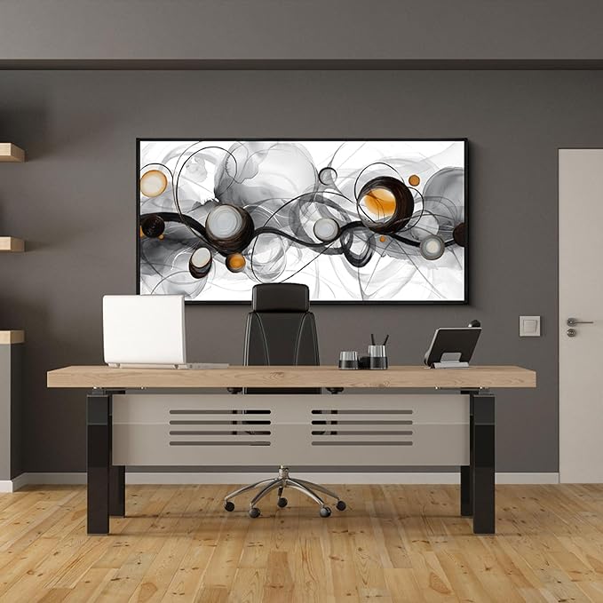 XLSJERST Black Wall Art - Abstract Artwork Minimalist Painting Large Size Frame Wall Art for Living Room Wall Decor Modern Black and White Canvas Picture Boho Gray Wall Art