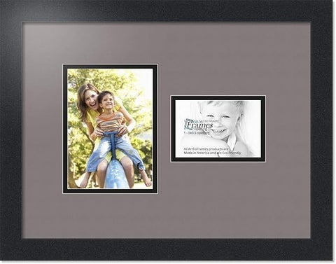 ArtToFrames Collage Photo Frame Double Mat with 1 - 3.5x5^ 5x7 Openings and Satin Black Frame