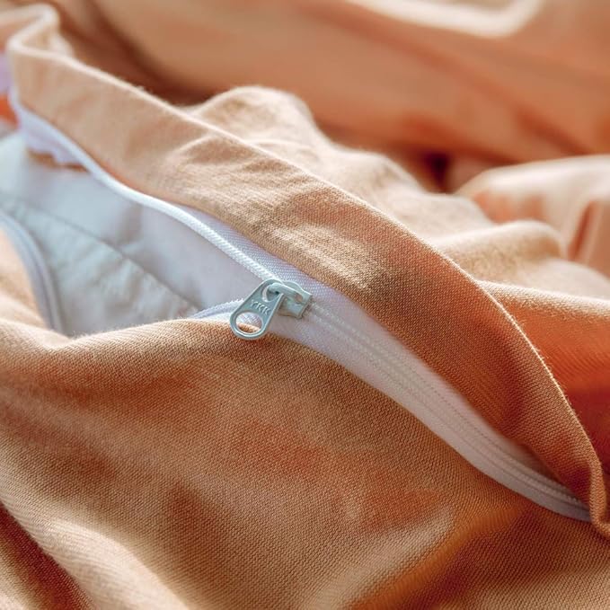 VM VOUGEMARKET Orange Duvet Cover Queen,Girls Salmon Peach Pink Duvet Cover Sets-Jersey Knit Cotton Modern Luxury Bedding Set-Queen 90x90 inch,Adult