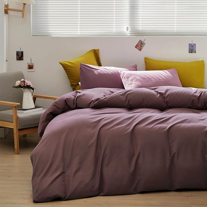 CLOTHKNOW Dusty Purple Full Size Comforter Sets Pale Mauve Bedding Comforter Sets Soft All Season Women Girls Comforter with 2 x Pillow Cases