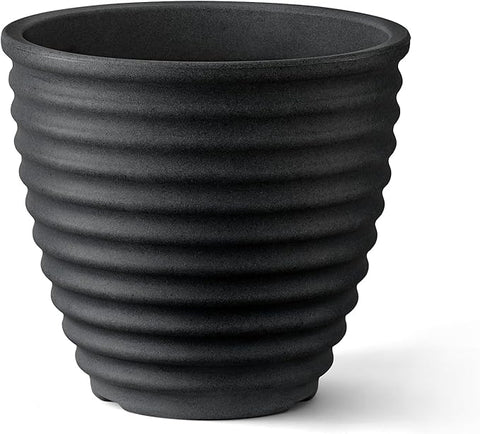 ARBORA 20" Ibiza Polyresin Indoor and Outdoor Planter with Classic Black Finish - Durable, Weatherproof, Lightweight, Large Plant Pot for Patio, Garden, Deck, Entryway