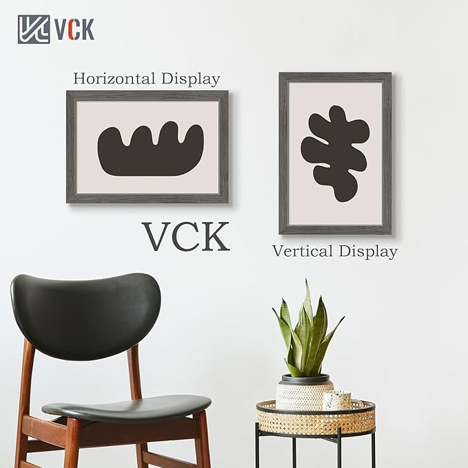 VCK 12x18 Frame Set of 5, Gray Solid Wood Poster Picture Frame, Exclusive Wood Grain, Wall Gallery Frame