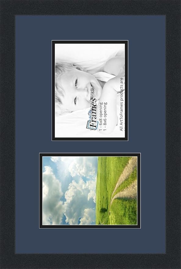 ArtToFrames Collage Photo Frame Double Mat with 2 - 6x8 Openings and Satin Black Frame