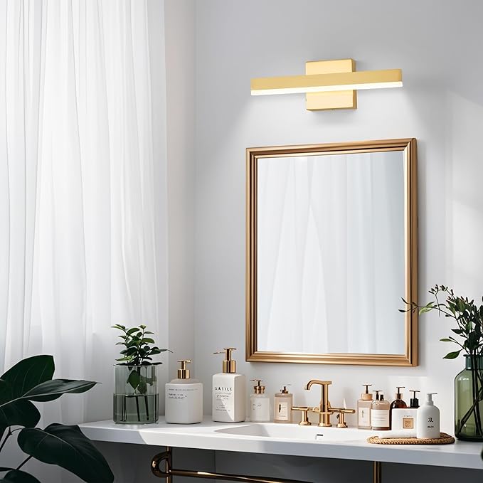 Gold Bathroom Vanity Light 15.75 inch, 12W Dimmable 5CCT LED Modern Bathroom Light Fixture Over Mirror - ETL Certificated