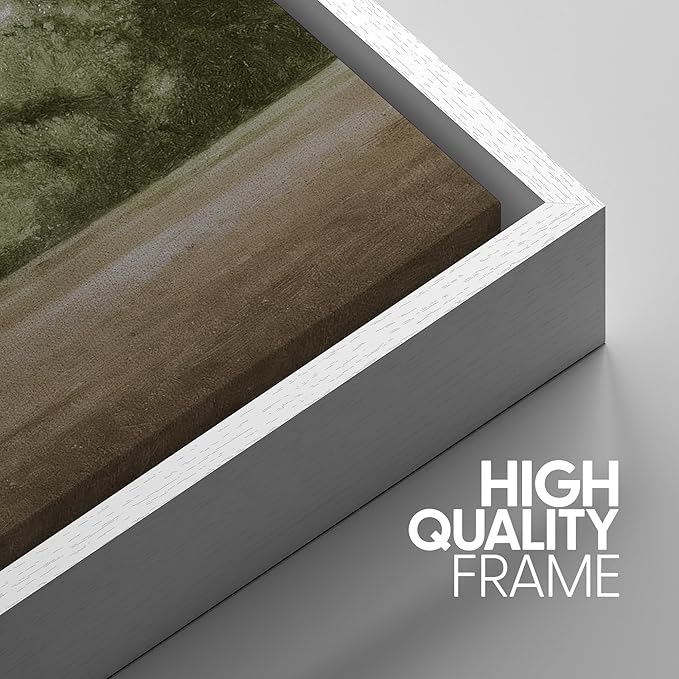 SIGNWIN Framed Canvas Print Wall Art Set Cloudy Sky Over Green Forest Clearing Nature Wilderness Illustrations Modern Art Chic Landscape for Living Room, Bedroom, Office - 24"x36"x3 White