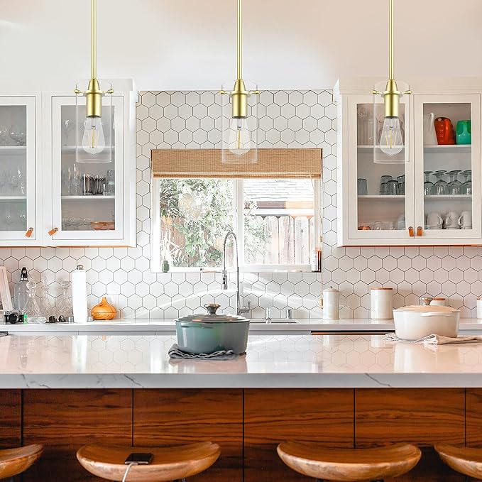Satin Brass Pendant Lights Kitchen Island - Small Clear Glass Pendant Light Fixture