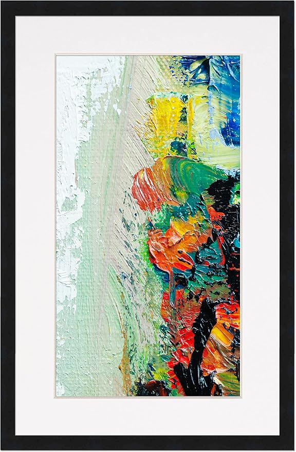 10x15 Frame with Mat - Black 12x17 Frame Wood Made to Display Print or Poster Measuring 10 x 15 Inches with White Photo Mat
