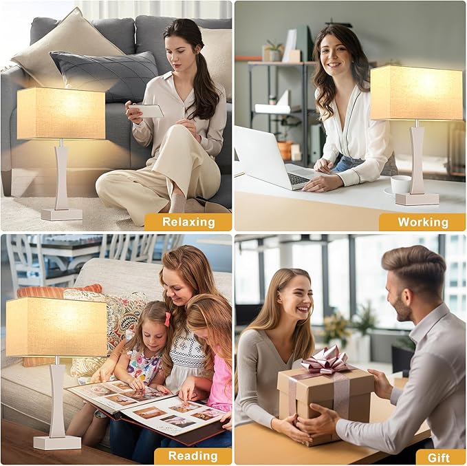 Bedside Lamps for Night Stands - 3 Way Dimmable Table Lamp for Bedroom with USB C+A Ports,Modern Bedside Lamps Set of 2, Touch Lamps for Nightstands(Mocha Gold)
