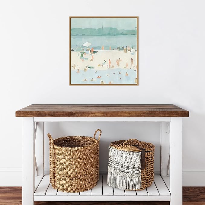 Amanti Art Framed Canvas Wall Art 22x22 Sea Glass Sandbar I by Emma Scarvey, Framed Wall Art Canvas, Abstract Artwork, Modern Decor, Medium Poster Painting for Living Room, Bedroom, Bathroom, Kitchen